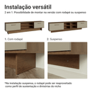 Rack Suspenso para TV até 80 Polegadas 218 cm 2 Portas Rustic/Crema Agata Madesa