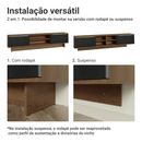 Rack para TV até 80 Polegadas 218 cm 2 Portas Rustic/Preto Lux Madesa