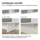 Rack Suspenso para TV até 80 Polegadas 218 cm 2 Portas Branco/Cinza Agata Madesa