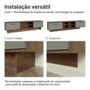 Rack Suspenso para TV até 80 Polegadas 218 cm 2 Portas Rustic/Cinza Agata Madesa