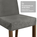 Conjunto Sala de Jantar Tampo com Vidro 6 Cadeiras Rustic/Cinza/Silver Alba Madesa