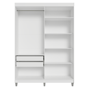 Guarda-Roupa Solteiro com Pés 4 Portas Batentes com Espelhos Branco/Branco/Preto Venus Madesa