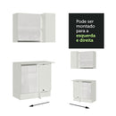 Kit Canto Madesa 100% MDF 2 Portas e Nicho Frentes Branco Brilho