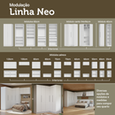 Conjunto Home Office 2 Armários Neo 1 Escrivaninha 2 Prateleiras Branco/Nero Madesa