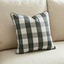 Almofada Linho 52X52 Estampa Xadrez Grande Verde Com Cordão