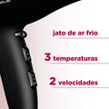 Secador de Cabelos Mondial Power Shine Black Íon SC-13