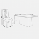 Mesa de Jantar 180 Cm Dulce com 6 Cadeiras Zoe Lunar Dj Móveis