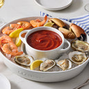 Kit Prato para Aperitivo 34cm Branco + 4 Mini Cocotte 10cm Branco Le Creuset