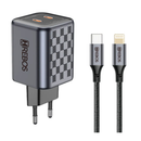 Carregador Turbo Hrebos 45W Carregamento Rápido 2 USB-C CRG-218CI com Cabo