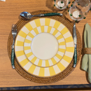 Jogo 6 Pratos Rasos Cerâmica Stripe Amarelo 29cm Alleanza
