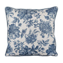 Almofada Linho 52X52 Estampa Floral Azul Com Cordão