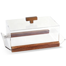 Bandeja Retangular com Tampa Acrílico e Madeira 31cm Clean Wood