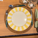 Jogo 6 Pratos Rasos Cerâmica Stripe Amarelo 29cm Alleanza