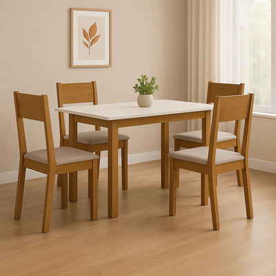 Mesa de Jantar Bellagio Retangular 108cm Poliman Com 4 Cadeiras Karla Indekes