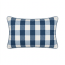 Almofada Linho 35X58 Estampa Dupla Face Azul Xadrez Grande Cordão