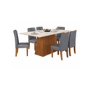 Mesa de Jantar 180 Cm Dulce com 6 Cadeiras Zoe Lunar Dj Móveis