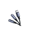 Adaptador UGREEN AV144 USB-C para 2x P2 Fêmea Áudio e Microfone Cabo Áudio 20cm