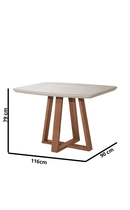 Mesa de Jantar Bennett Retangular 115cm com Tampo de Vidro para 4 Lugares Província