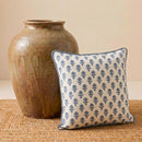 Almofada Linho 52X52 Estampa Botânico Azul Com Cordão
