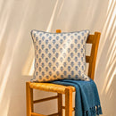 Almofada Linho 52X52 Estampa Botânico Azul Com Cordão