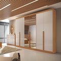 Guarda-Roupa Casal   6 Portas 6 Gavetas Com Espelho MDF Austria Bianchi