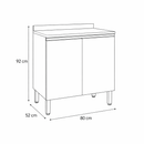 Balcão de Cozinha Macadamia 80cm 2 Portas com Tampo Telasul