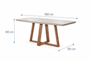 Mesa de Jantar Bennett 1,80m com Vidro Província para 6 Lugares