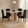 Conjunto de Mesa de Jantar Cris Picolla 136X90 com 4 Cadeiras Livia Sonetto
