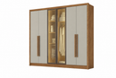 Guarda-Roupa Rizon Glass 6 Portas 6 Gavetas com Espelho, Pés e LED Novo Horizonte