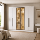 Guarda-Roupa Rizon Glass 6 Portas 6 Gavetas com Espelho, Pés e LED Novo Horizonte