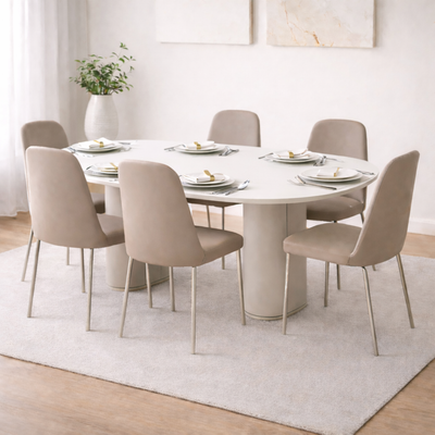 Conjunto Mesa de Jantar 2,20m Lintz com 6 Cadeiras Lucille