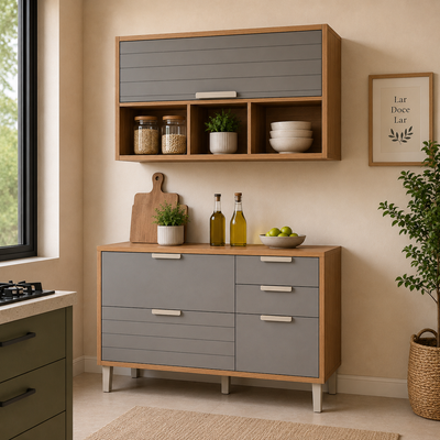 Cozinha Modulada Eloise 2 Peças 2 Portas 4 Gavetas  MGM
