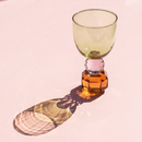 Jogo de 6 Taças para Água Prisma Vidro Âmbar e Rosa Linha Sintonia