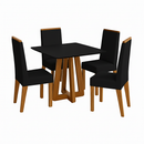 Conjunto de Mesa de Jantar 90x90cm Quadrada com 4 Cadeiras Livia Sonetto