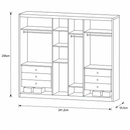 Guarda-Roupa Casal Diamond Glass 3 Portas 6 Gavetas e SEM LED Novo Horizonte