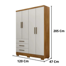 Guarda-Roupa Solteiro Encant 4 Portas 3 Gavetas com Pés Novo Horizonte