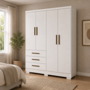 Guarda-Roupa Solteiro Encant 4 Portas 3 Gavetas com Pés Novo Horizonte