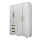 Guarda-Roupa Solteiro Encant 4 Portas 3 Gavetas com Pés Novo Horizonte