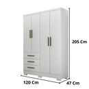 Guarda-Roupa Solteiro Encant 4 Portas 3 Gavetas com Pés Novo Horizonte