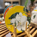 Jogo 4 Pratos de Sobremesa New Bone China Blummen Borda Dourada 20cm L'Hermitage