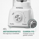 Liquidificador Mondial Turbo Power L-99 WG com Filtro 3 Velocidades 550W
