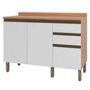 Balcão de Cozinha Macadâmia 120cm 2 Portas 3 Gavetas Telasul