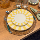 Jogo 6 Pratos Sobremesa Cerâmica Stripe Amarelo 21cm Alleanza