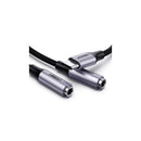 Adaptador UGREEN AV144 USB-C para 2x P2 Fêmea Áudio e Microfone Cabo Áudio 20cm