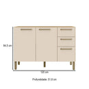 Balcão de Cozinha 120cm 2 Portas 3 Gavetas Versalhes Kits Paraná