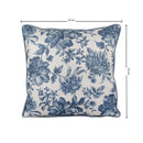 Almofada Linho 52X52 Estampa Floral Azul Com Cordão