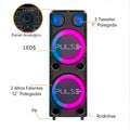 PULSE CAIXA DE SOM TORRE DOUBLE 12 POL 2300W BT