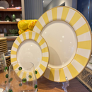 Jogo 6 Pratos Sobremesa Cerâmica Stripe Amarelo 21cm Alleanza
