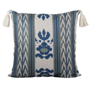 Almofada Linho 52X52 Ikat Off White e Verde Tassel