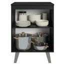 Balcão de Cozinha 60 cm 1 Porta Com Pés Preto Nice Madesa